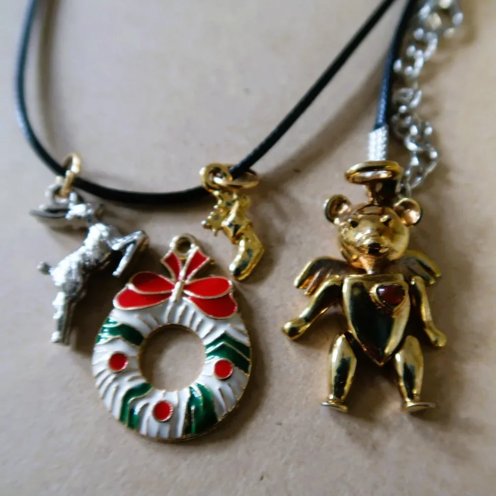 Get Crafty w/ 4pc Mixed Metal Charm Lot Bear Cherub Wreath DIY Jewelry Findings